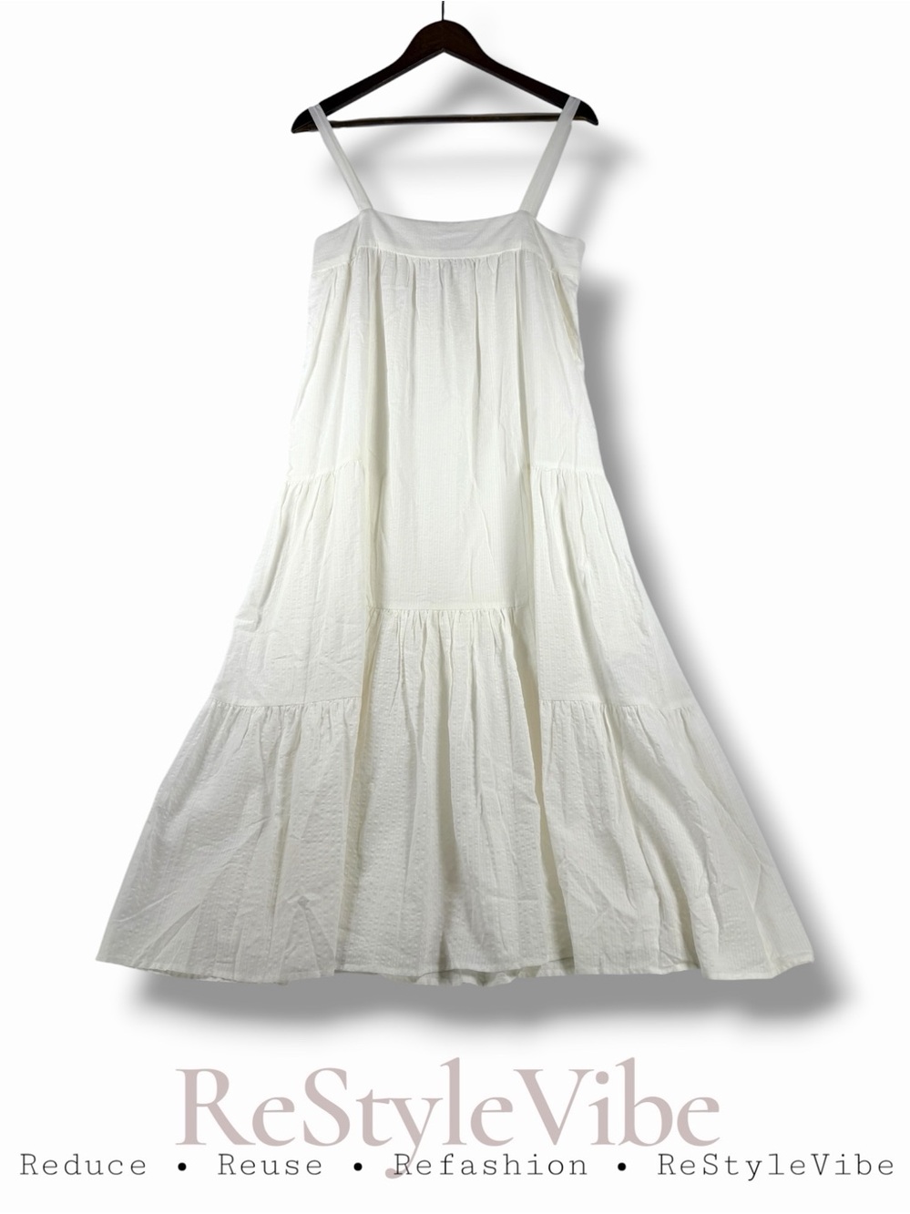 JENNI KAYNE Women’s Size S Dress Midi Length Lined Sundress White Cotton Blend
